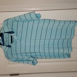 Blue Striped Under Armour Men's Golf Polo Large